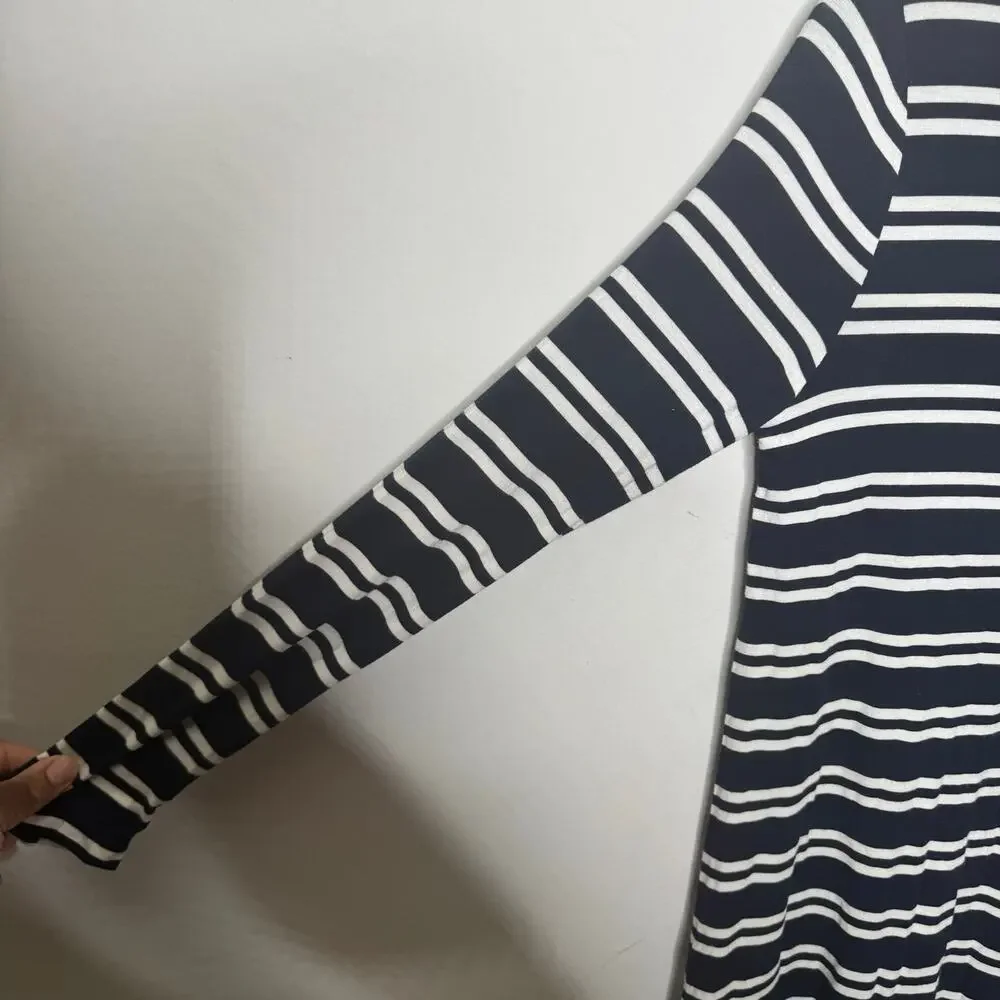 Maeve Anthropologie Striped Turtleneck Swing Dress Women’s SP‎ Blue Long Sleeve